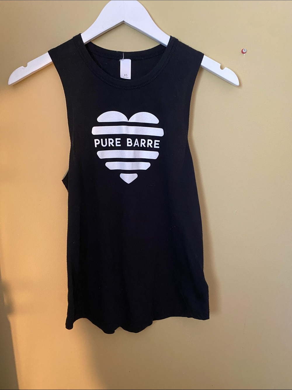 Pure Barre Black Tank with White Heart Logo, XS